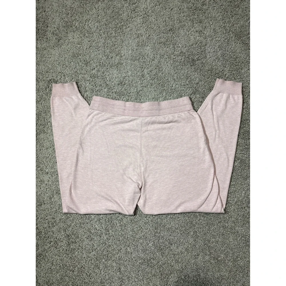 Womens Light Pink Knit Joggers Drawstring Waist Lounge Pants Sweatpants, Medium